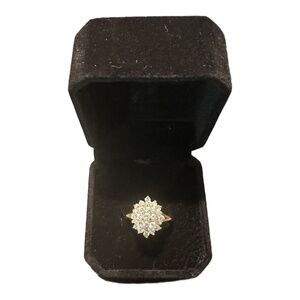 Gold Tone Ring Costume Jewelry Clear Rhinestones